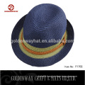 Fashion custom logo band men blue fedora hat